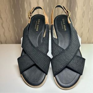 Cole Haan Mikaela Sitichlite Women's 6 Black Tan Crisscross Sandals W23300
